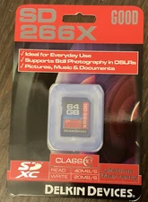 Delkin Devices 64GB SD SDXC 266X High Speed UHS-I Secure Digital Memory Card