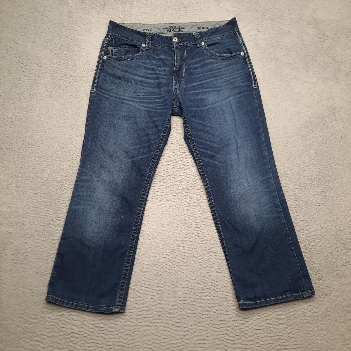 BKE Buckle Black Fit Jeans Mens 36x27 Straight Leg Blue Dark Wash Denim  Pants