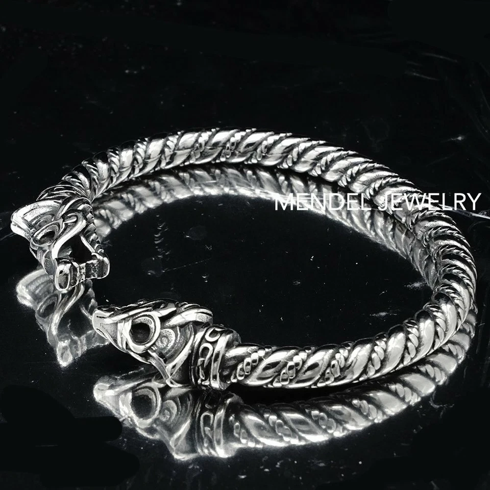 MENDEL мужской норвежский викинг руки кольцо фенрир волк голова манжеты браслет для мужчин - Изображение 2 из 4