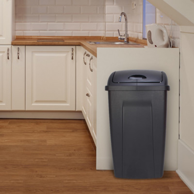Plastic Swing Top Kitchen Trash Can Kitchen Office Wastebasket 13 Gallon Garbage
