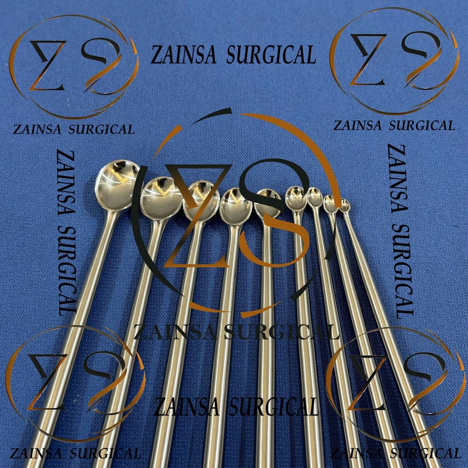 Conjunto de 9 cureta óssea Volkmann 26 cm ortopédica, instrumentos cirúrgicos de coluna - Imagem 3 de 4