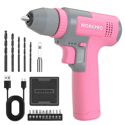 8V Cordless Drill Set, 2Ah Electric Power Drill w/3/8'' Keyless Chuck 15pcs Bits