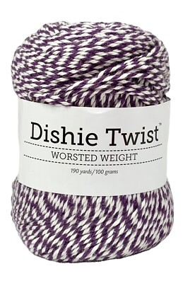Dishie Twist Worsted Weight 100% Cotton Yarn - 100 g Mulberry White 190 Yards