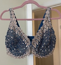 Amoureuse Bra Blue Floral Gold Coastal Glam Gypsy Bohemian Women's 40DDD