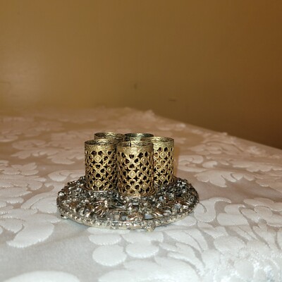 Metal Vanity Table Date Night Makeup Brush Lipstick Holder Display Granny