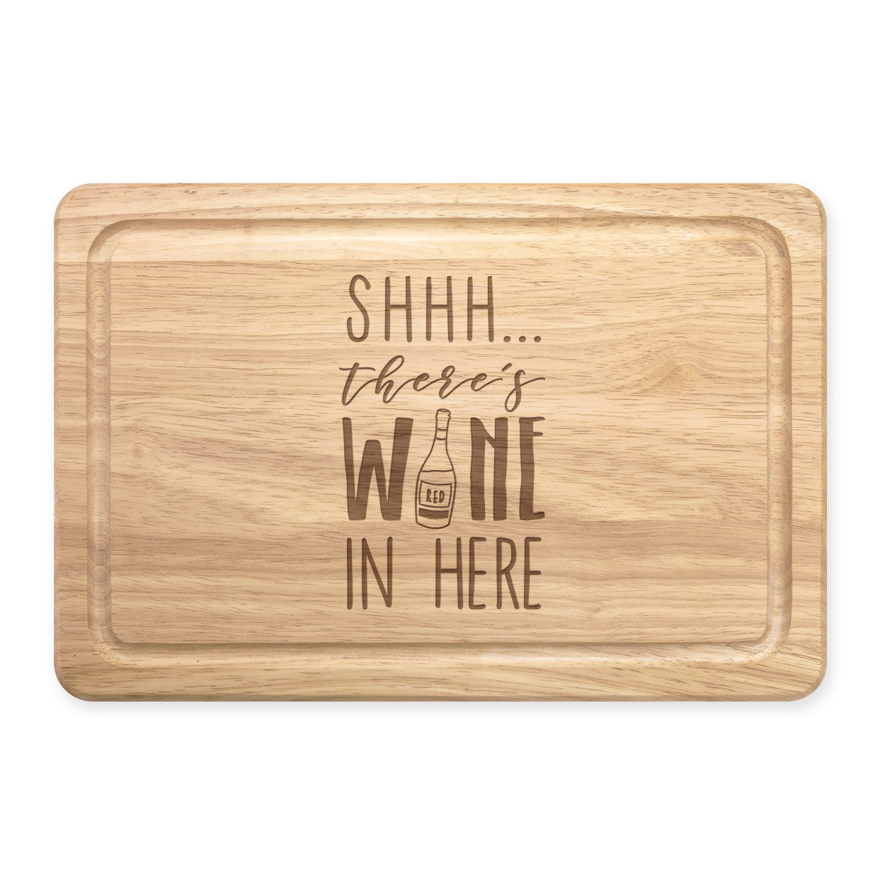 Shhh There's Wine In Here Red Rectangular Wooden Chopping Board - Funny