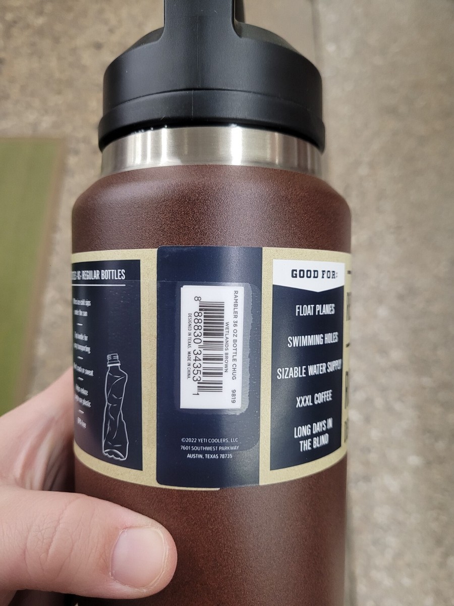 YETI Rambler 36 oz Wetlands Brown BPA Free Chug Cap Bottle with 