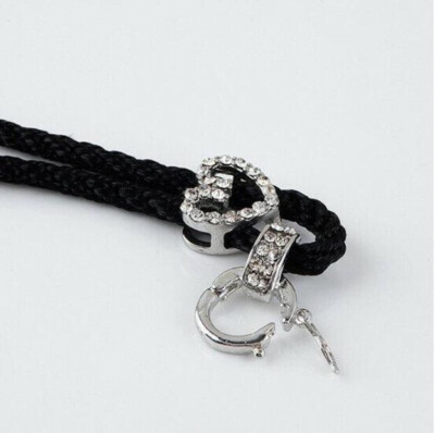 1pc 14inch Black Color Necklace Cord Heart Rhinestones Bail Link Clasp CL27