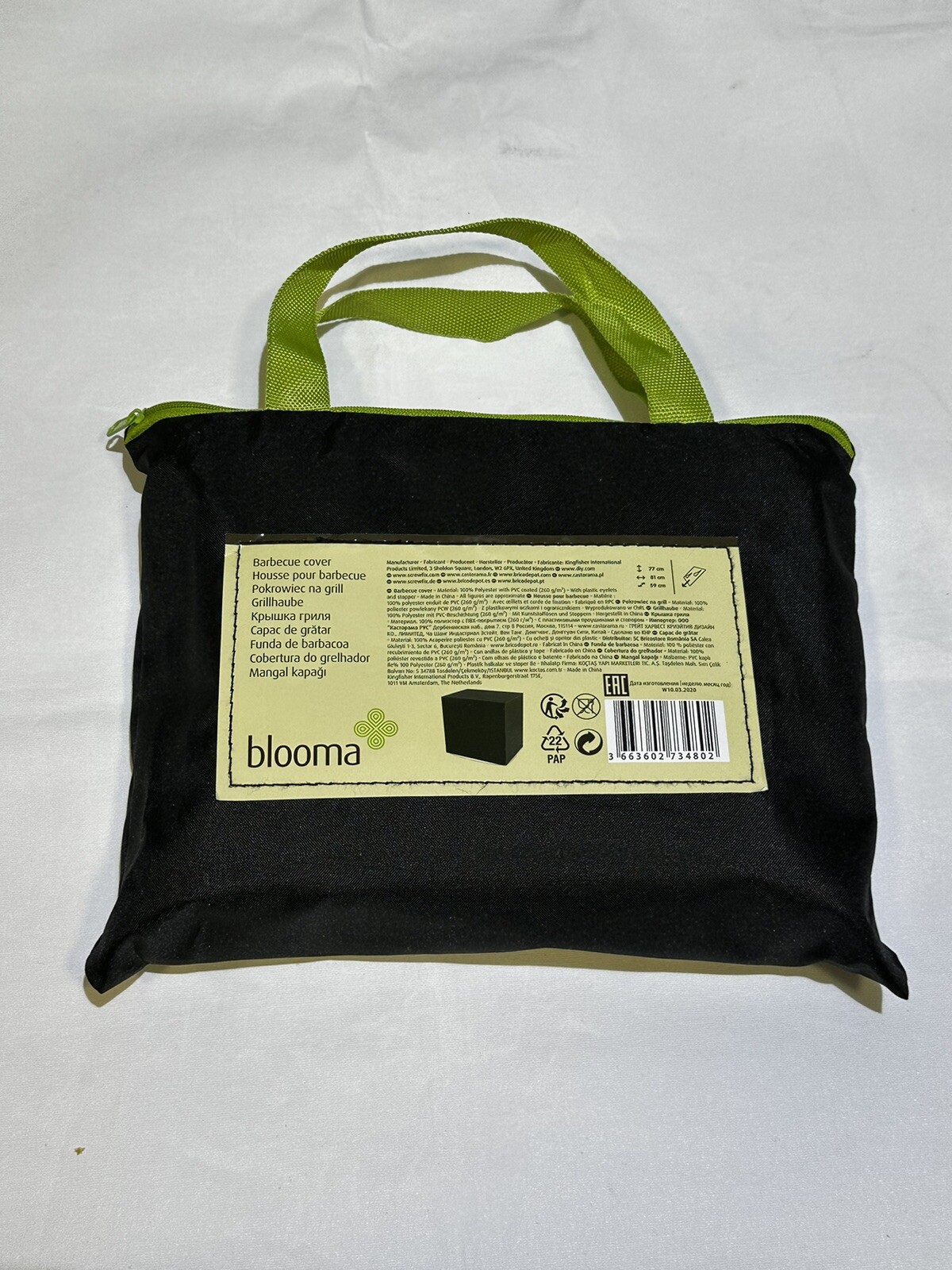 Blooma 260 g/m2 BBQ Cover Black Polyester PVC Coating Rectangular 77 x 81 x 59cm eBay