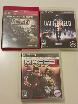 Battle Field 3 Fallout 3 Mass Effect 2 PlayStation 3 PS3 Lot Bundle 3