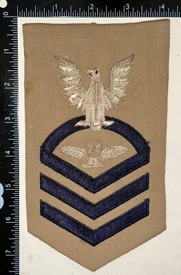 USN Navy Air Traffic Controller Chief Petty Officer CPO BULLION Rate KHAKI Patch