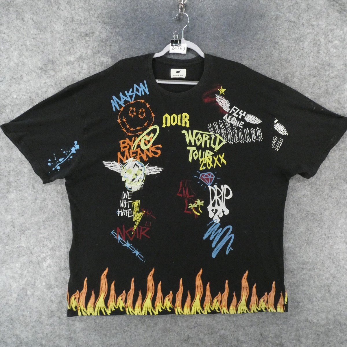 Maison Noir T-Shirt Mens 3XL Black Short Sleeve World Tour 20XX