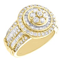10K Gelbgold Rund & Baguette Diamant Statement Kreis Rosa Ring 2.40 Karat