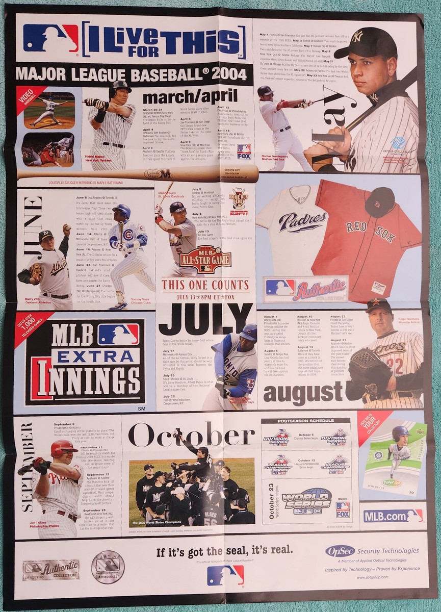 MLB Opening Day 2004 I Live For This Jumbo 20 x 28