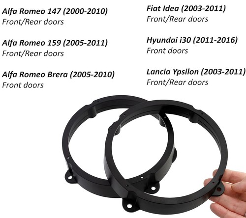 2 Anillos Adaptadores Arcas Altavoces Delanteros O Traseros 165mm para Alfa 159 - Imagen 6 de 6