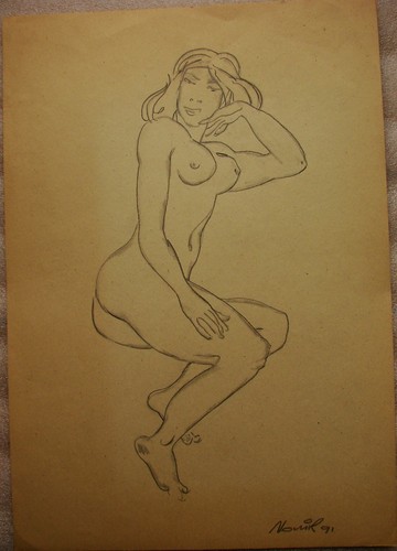 Crayon soviétique ukrainien peinture figurine femme nue fille érotique 1991 - Photo 1 sur 3