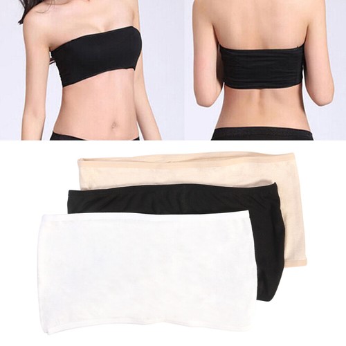 3 Colors Women's Elastic Strapless Bandeau Tube Tops No Pad Chest Wraps - Foto 9 di 10
