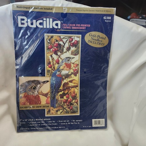 Bluebirds Crewel Embroidery Kit Bucilla 42388 7 x 16 B35 - Picture 1 of 7