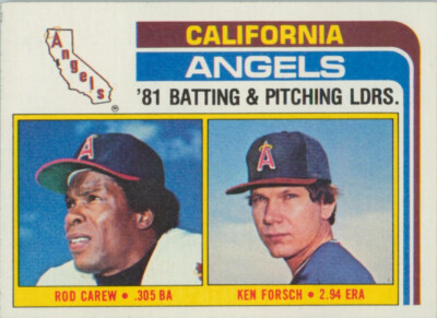 1982 Topps #276 Rod Carew HOF Ken Forsch California Angels Team Leaders ...