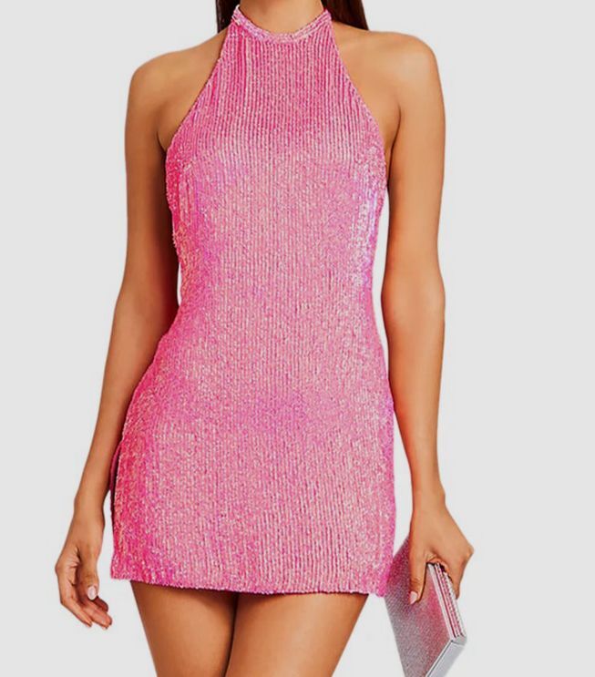 mini purple dress Sparkly Lavender Sequin Backless Bodycon Mini Party Dresses, Lavender / 10