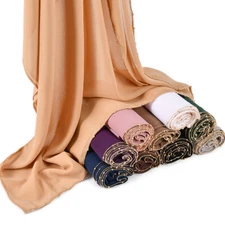 Chiffon Long Scarf Women Muslim Turban Head Cover Wrap Islamic Headscarf Stoles