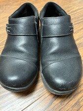 NEW WOMENS CLARKS CHEYN MADI BLACK TUMBLE LEATHER SLIPON LOAFERS SHOES 8