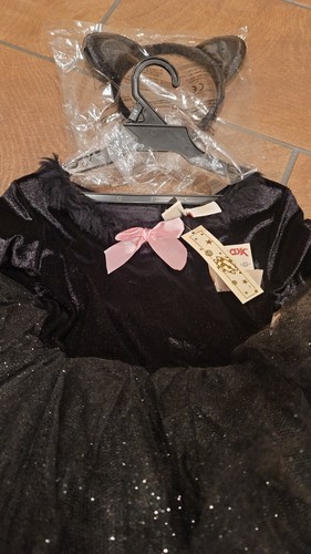Black Kitty Cat Tutu Dress Halloween Costume Velour w/ Faux Fur Toddler Girl 5T - Picture 4 of 16