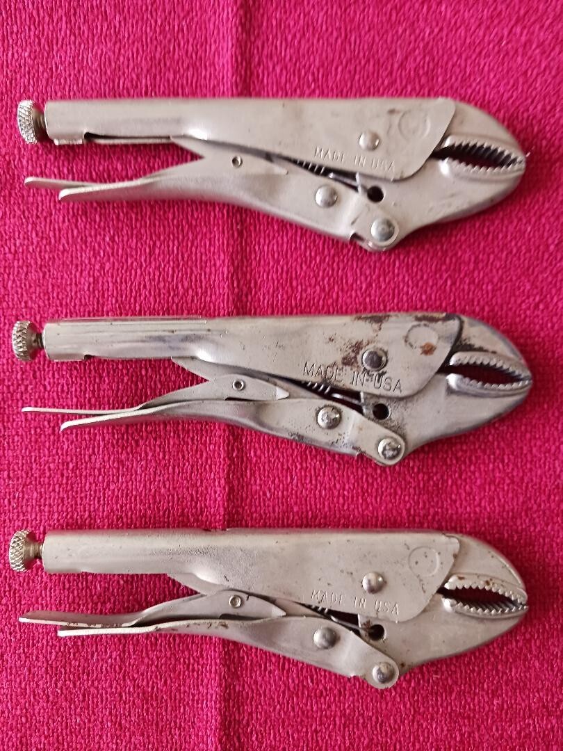 3 USED CRAFTSMAN 45343 5 1/2" LOCKING PLIERS VISE GRIPS CURVED JAW MADE IN USA eBay