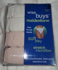 VTG Maidenform Wise Buys Stretch Microfiber XL Size 8 NIP Panties Hi Cut 4 Pair