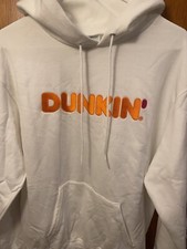 Dunkin&rsquo; Donuts Hoodie Medium Pullover BRAND NEW White Champion Brand OFFICIAL M