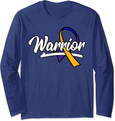 Warrior Bladder Cancer Purple Blue Yellow Dysuria Long Sleeve Tshirt