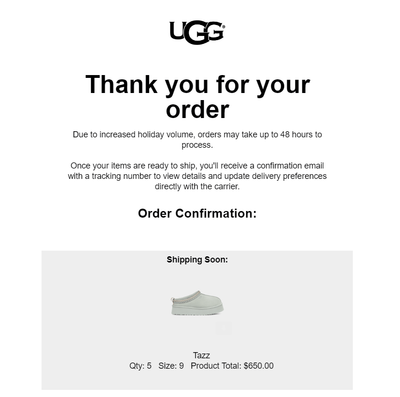 ugg shipping tracking