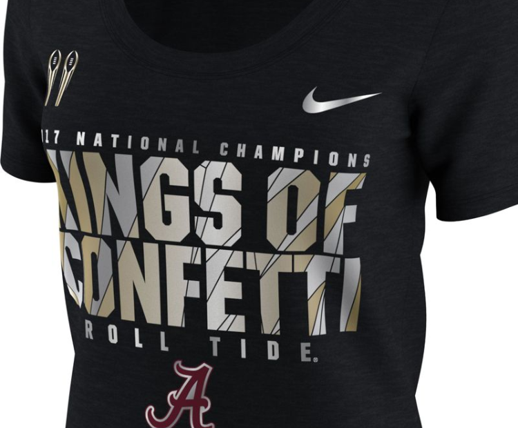 Alabama Crimson Tide Womens Nike 2017 National Champs Kings of Confetti  T-Shirt - Main Image