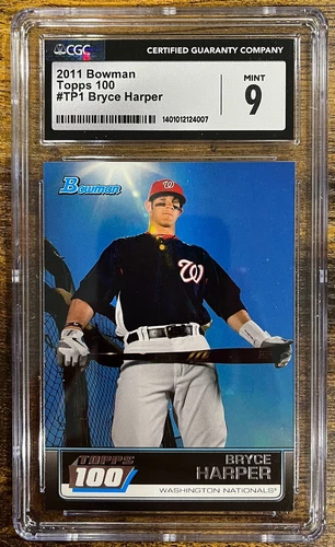 2011 Bowman Topps 100 #TP1 Bryce Harper graded CGC 9 Mint Philadelphia Phillies