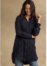 NEW SUNDANCE LIVING CATALOG Cloverfield Embroidered TUNIC Shirt Top Black M