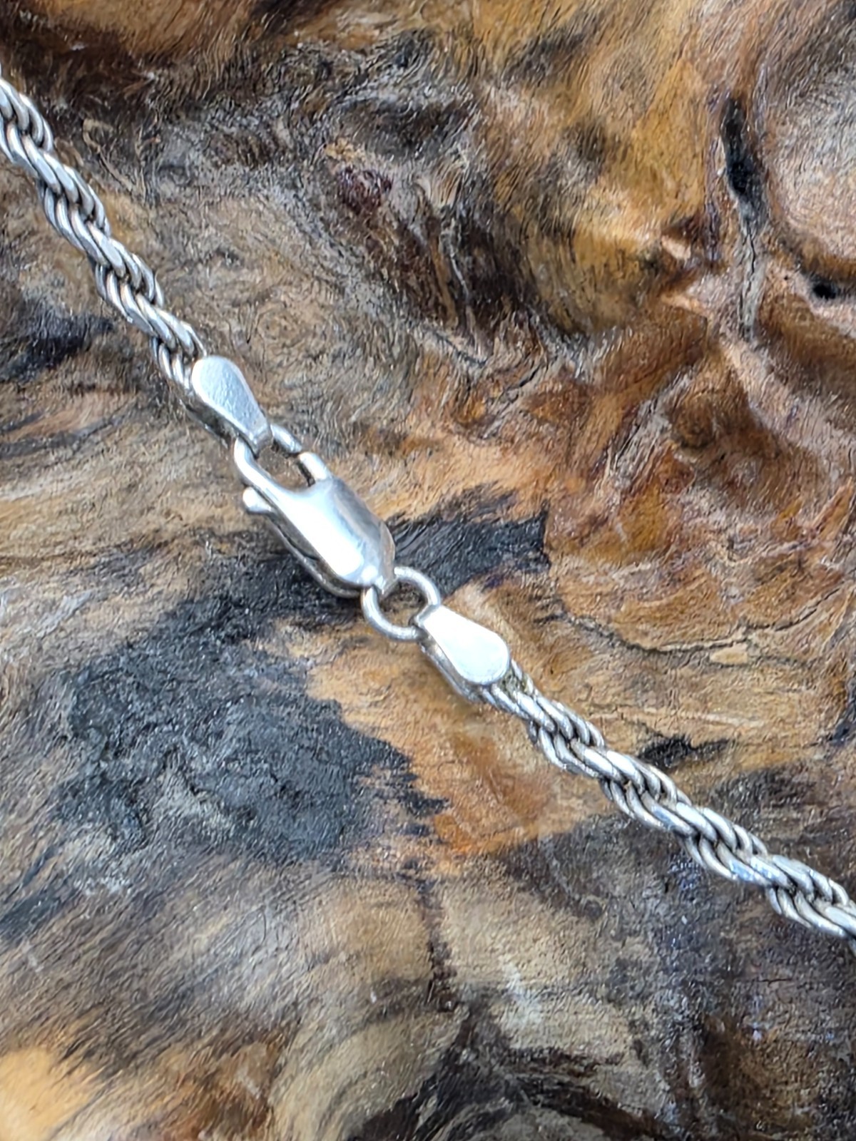 .925 Sterling Silver Solid Link Dimond cut  Oxydi… - image 5