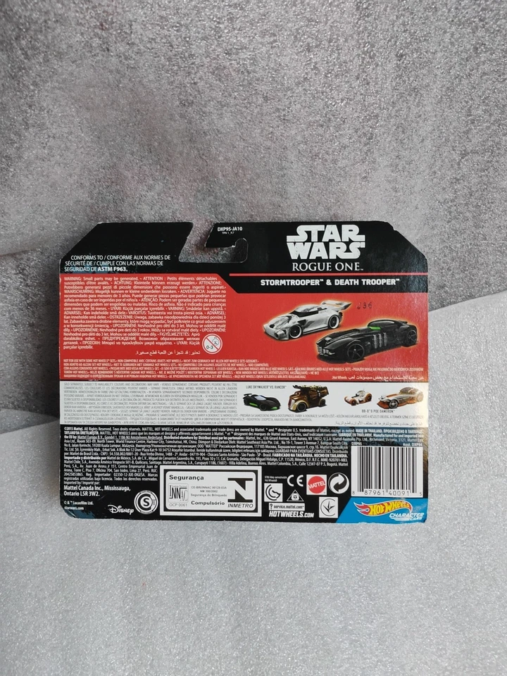 HOT WHEELS CHARACTER CARS STAR WARS ROGUE ONE 2-PACK STORMTROOPER DEATH TROOPER - Immagine 2 di 4