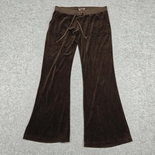 Vintage Juicy Couture Sweatpants Womens M Brown Velour Flare Made In USA Y2K