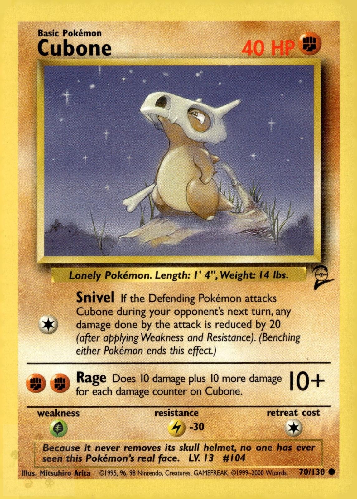 Cubone 70/130 Common Base Set 2 Pokemon MP