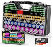 Battery Organizer Storage Holder Box Case with Tester - 285 Batteries BLACK