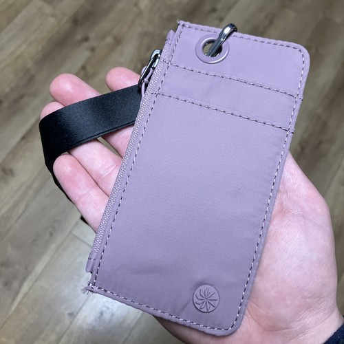 Athleta Coffee Run Wallet 2.0 ~ Damask Mauve Pink Water Resistant Card Zip Pouch
