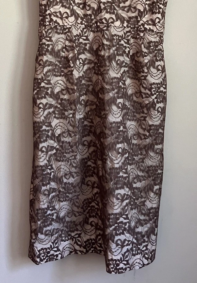Vestido Vintage Jack Stern Wiggle Marrón Encaje Sobre Desnudo Talla XS 2 4 50s 60s Foto 3 de 4