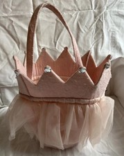 GOOD Pottery Barn Kids Princess Crown Halloween Felt Pink Trick Or Treat Bag