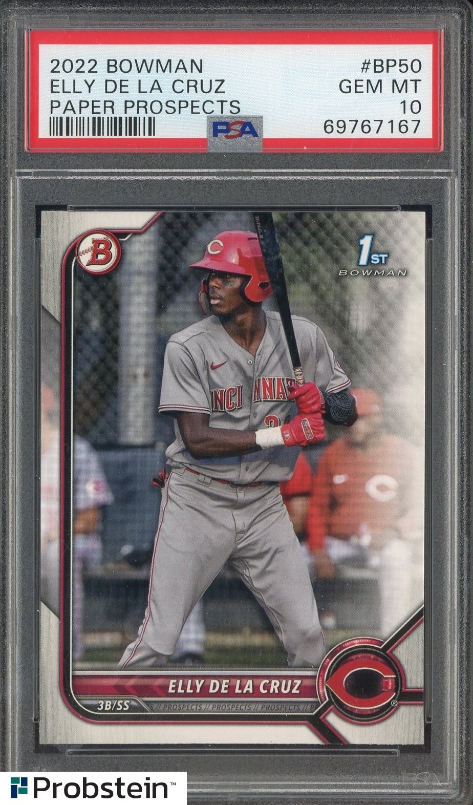 2022 Bowman Paper Prospects #BP50 Elly De La Cruz Reds RC Rookie PSA 10
