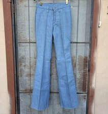 VTG 60s 70s Lee Denim Poly Knit Bell Bottom Flare Leg Talon Zip Pants 28x36 Mod