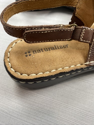Naturalizer Sandals Brown Leather Women 7 M Slingback Hook Loop - Picture 5 of 6