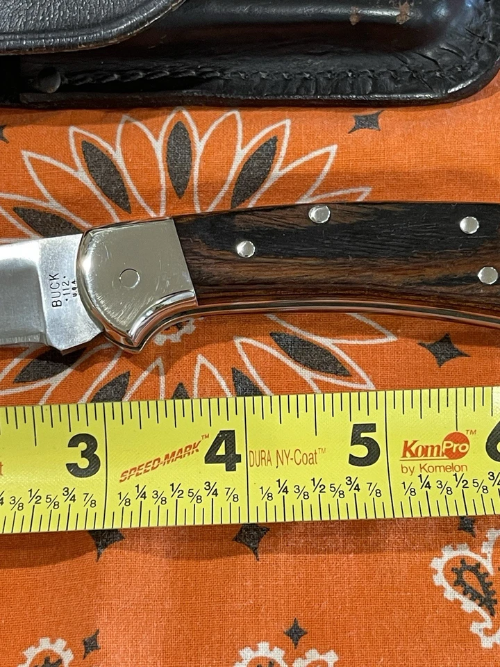Vintage Buck 112 2 Dot Nickel Silver-Beautiful Knife-1974to1980, With Sheath - Image 3 of 4