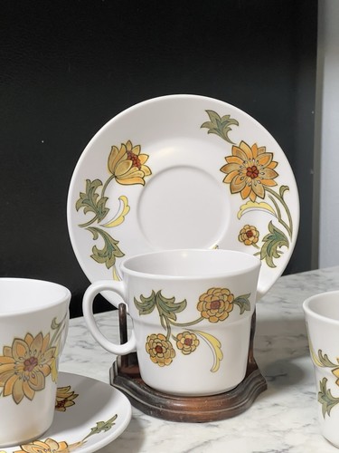 Set Of 3 Cups And 2 Saucers Noritake Progression China Aloha , 9023 Japan - Picture 4 of 5