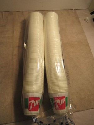 Vintage 7up Sleeve Packs of 100 7 Up Plastic 3.5oz Advertising Solo Cups *NEW*