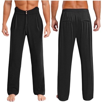 Mens Dancewear Band Long Pants Salsa Trousers Tango Ballet Ballroom Dance Side